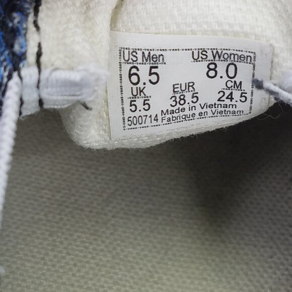 VANS Classic Slip On Wireframe Skull Blue Canvas Sneakers Women's 8 Men's 6.5 - Picture 13 of 13